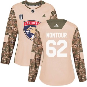 Women's Florida Panthers Brandon Montour Adidas Authentic Veterans Day Practice 2023 Stanley Cup Final Jersey - Camo