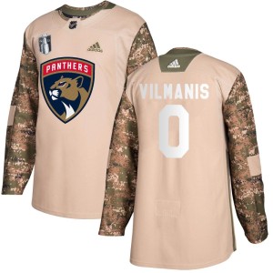 Men's Florida Panthers Sandis Vilmanis Adidas Authentic Veterans Day Practice 2023 Stanley Cup Final Jersey - Camo