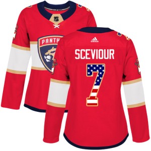 Women's Florida Panthers Colton Sceviour Adidas Authentic USA Flag Fashion Jersey - Red